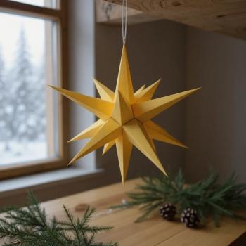 Preview: Hasslauer Weihnachtssterne Weihnachtsstern beleuchtet, 3D Leuchtstern (Gelb, 65 cm (Innenstern))